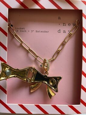 a new day Gold Multi-Tool Locket Necklace with Crystal Accent